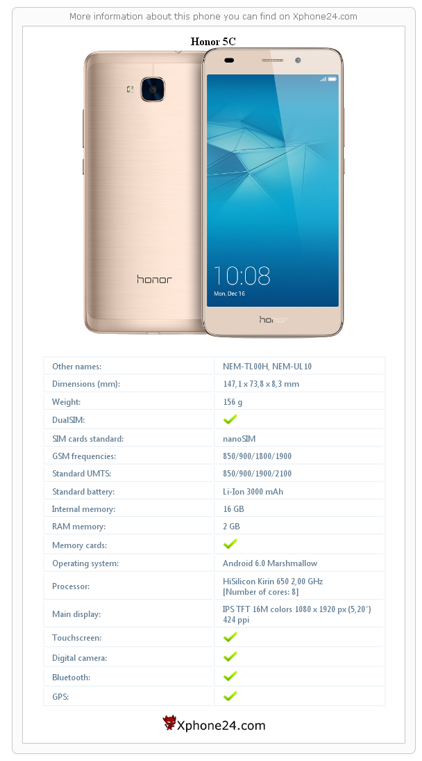 Honor 5C technical specifications