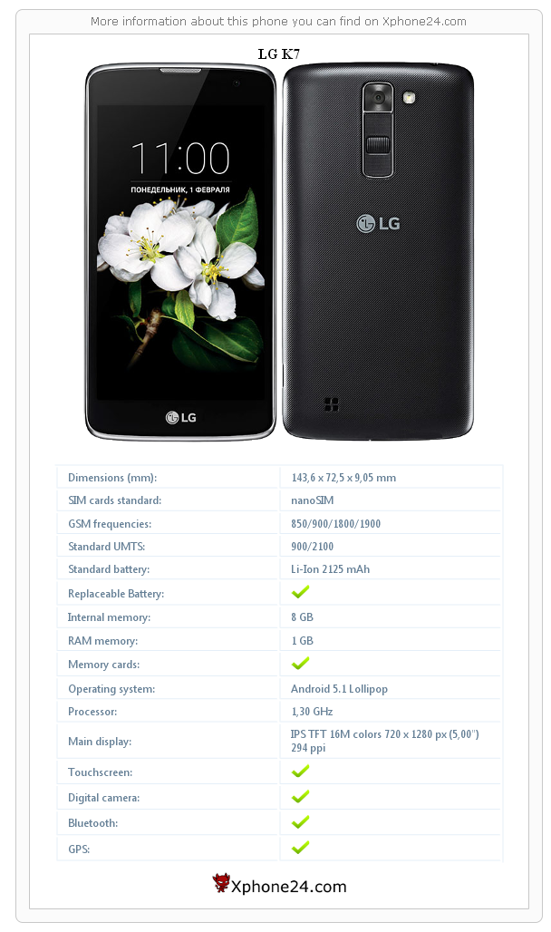 LG K7 technical specifications