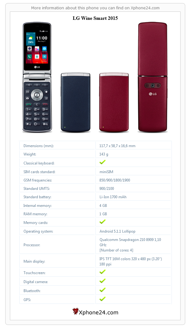 LG Wine Smart 2015 technical specifications