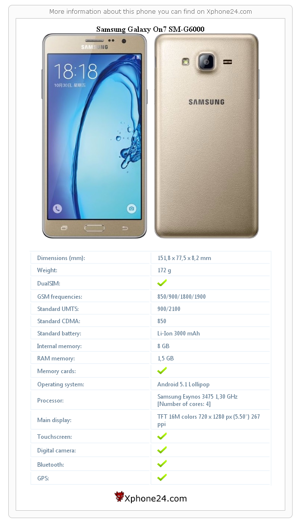 Samsung Galaxy On7 SM-G6000 technical specifications